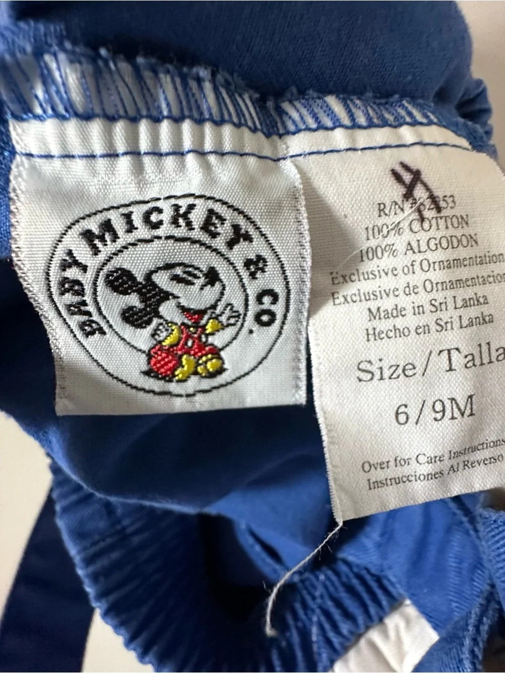 Vintage Disney Baby Mickey & Co Overalls Shortals 6/9 Months Blue Cotton 90s - Picture 10 of 14